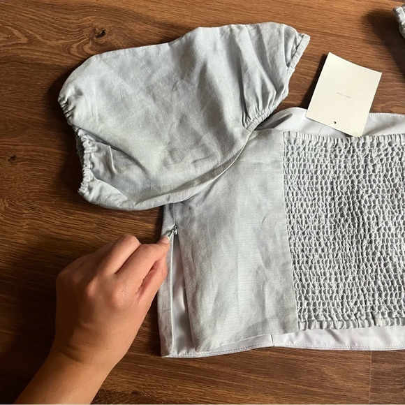 NWT LINEN/LIN BLEND PUFF SLEEVE BLOUSE - Picture 12 of 14